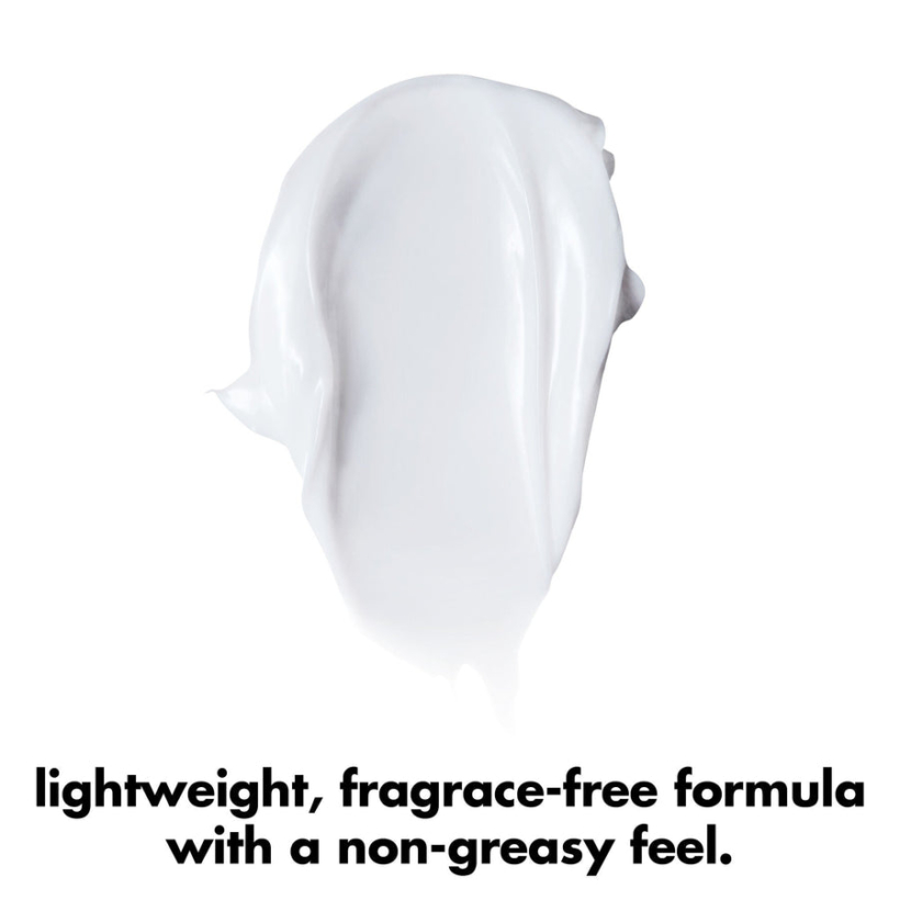 White swatch of e.l.f. Holy Hydration Face Cream Fragrance Free on a blue background