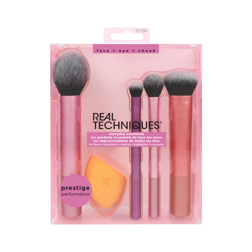 Real Techniques Everyday Essentials five-piece set in retail packaging