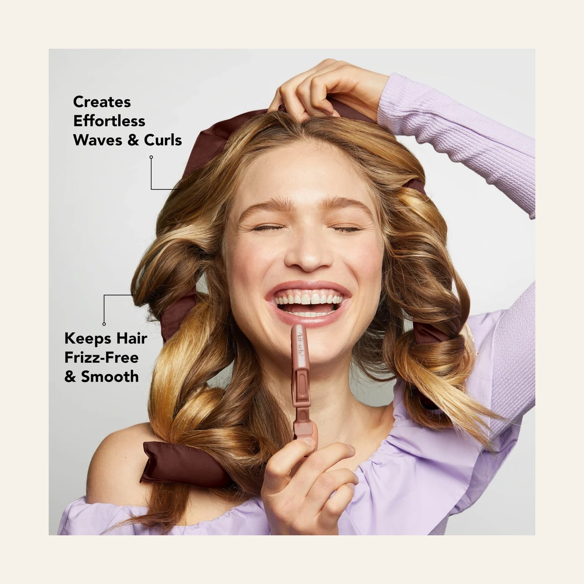Kitsch Chocolate XL rod and scrunchies in the brand’s styling demonstration